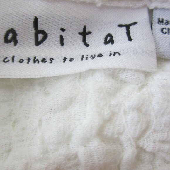 Habitat Womens Large Ivory White LS Cotton Blend Button Shirt Relaxed Stretchy - Picture 6 of 13